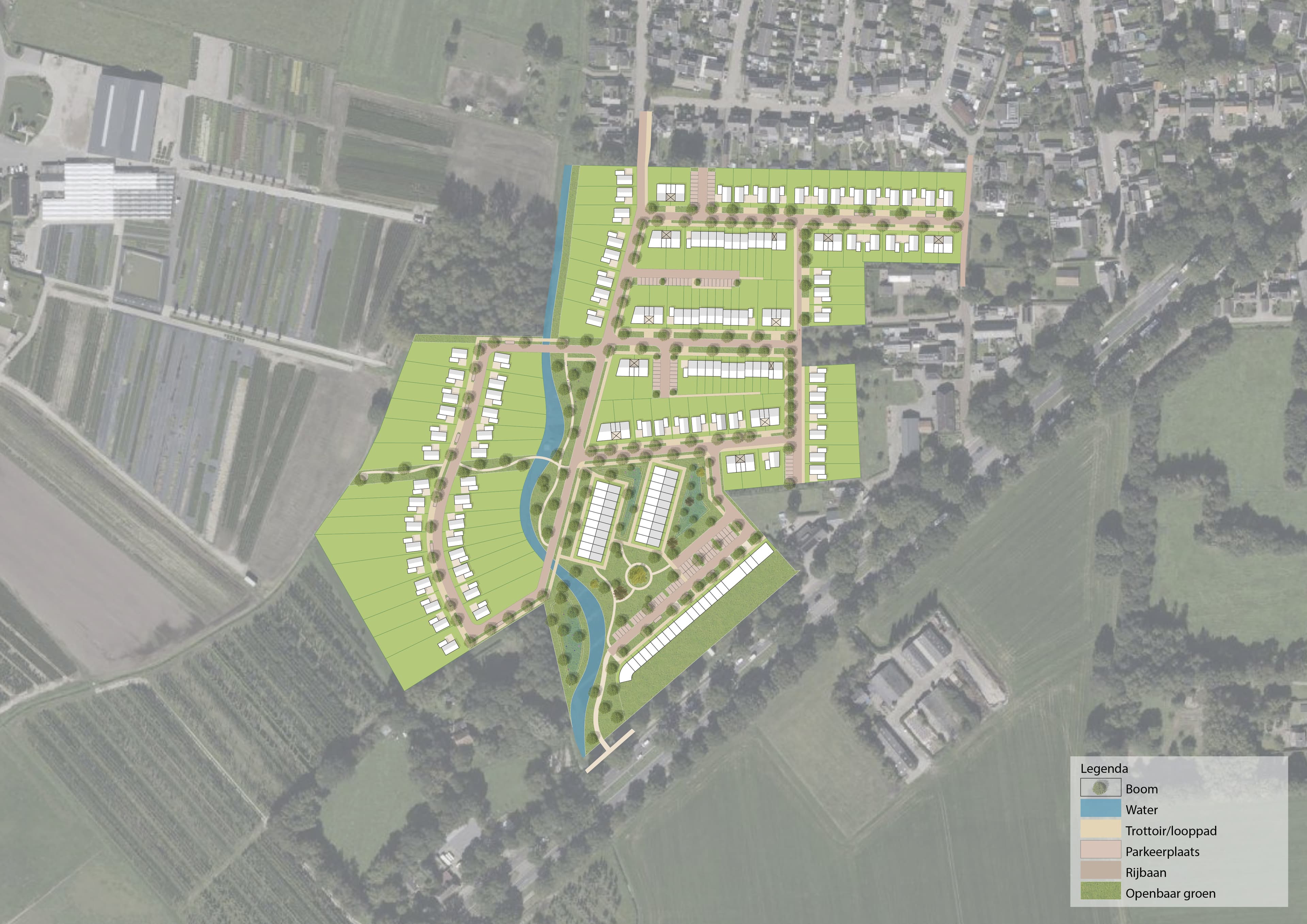 Definitief stedenbouwkundig plan van Helvoirt De Beemden op een luchtfoto