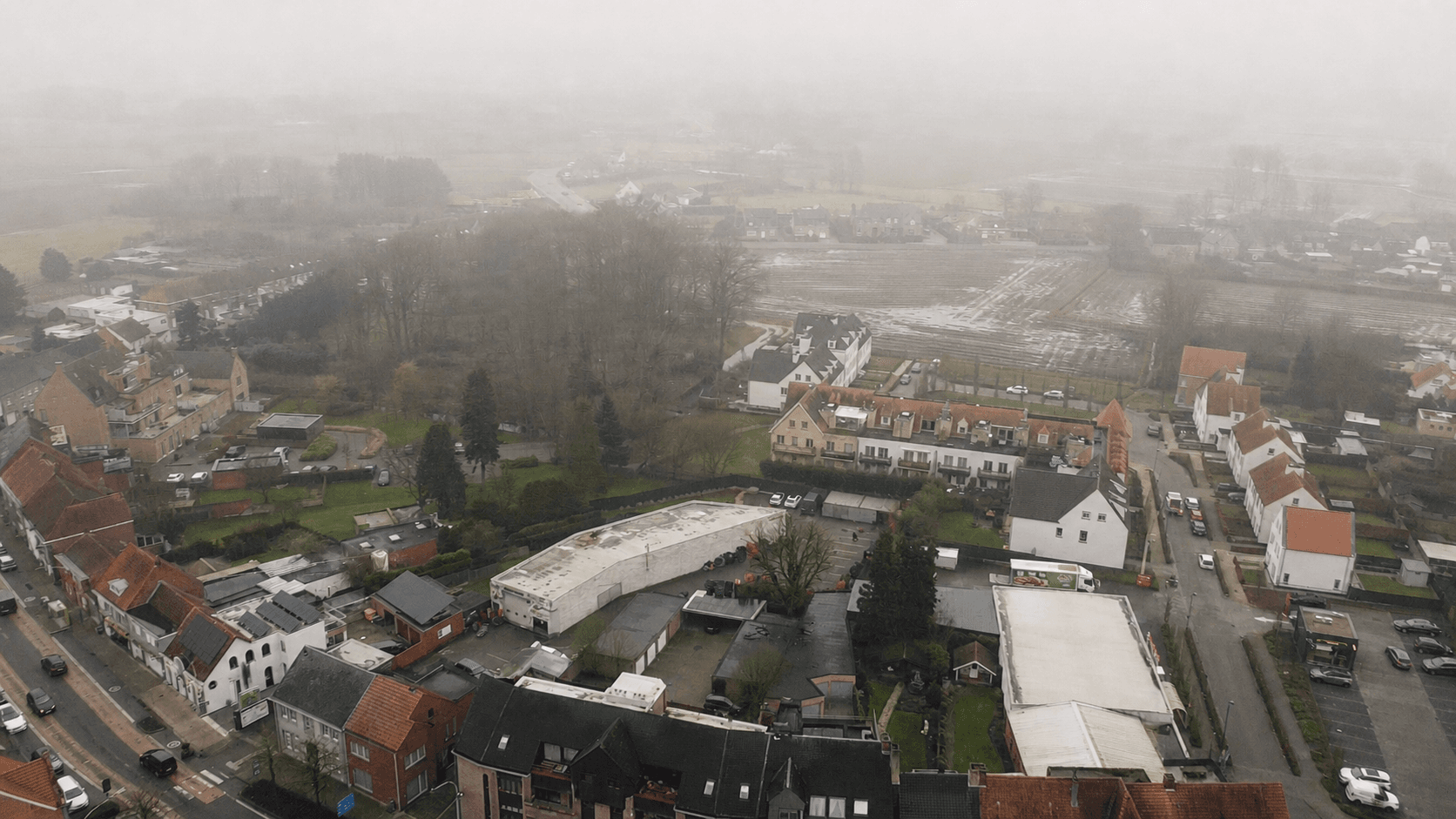Luchtbeeld van Poppel en het omliggende coulisselandschap